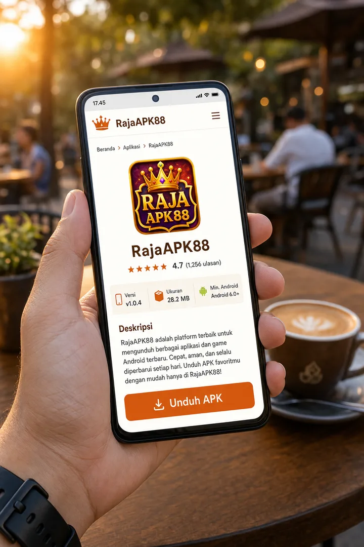 Halaman detail dengan rating pengguna dan tombol Unduh APK.